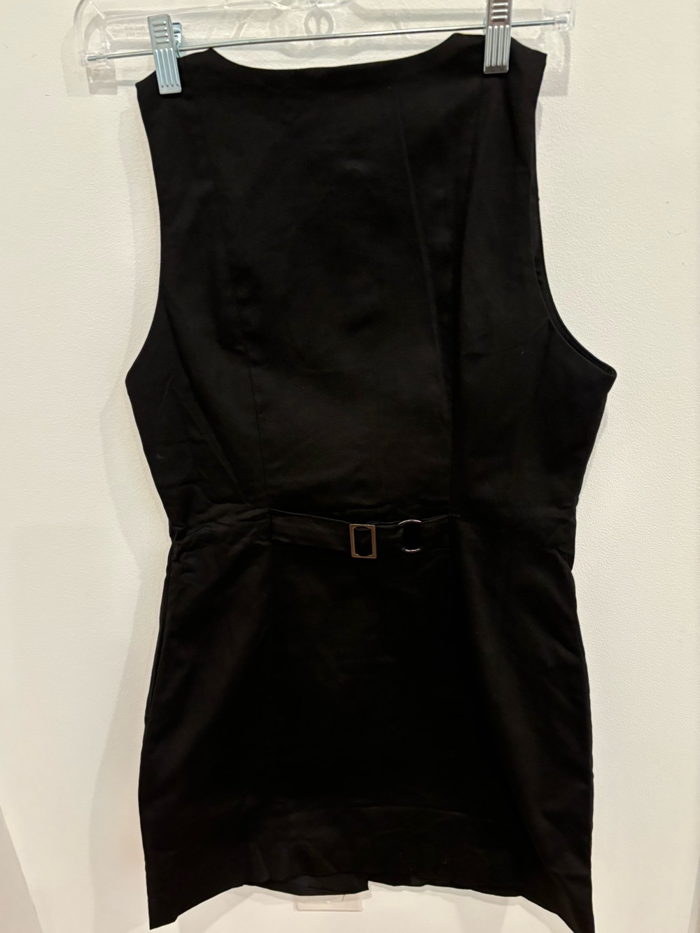 Commense NEW Black Faux Button Front Mini Dress Sleeveless Cotton Womens M - Picture 5 of 15